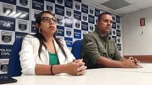 Delegada responsável pelo caso em entrevista coletiva | Polícia Civil de Pernambuco