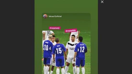 Neymar, Zidane, Ronaldo, Falcão e Alex em amistoso beneficente, em 2012 | Reprodução/Instagram