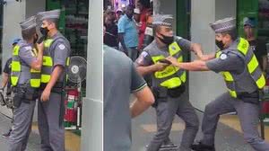 Imagem PMs brigam no centro de SP; policial apontou arma para o rosto do colega; vídeo