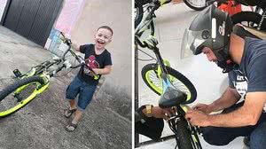 Imagem Motoboys arrecadam dinheiro e presenteiam menino que teve bicicleta furtada no RS