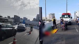 Imagem Motociclista morre após passar mal e cair de veículo no viaduto João Lyra, em Mangabeiras