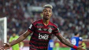Bruno Henrique comemora após marcar gol durante jogo entre Flamengo e Al-Hilal, válido pelo semi final da Mundial de Clubes FIFA 2019 | Fotoarena/Folhapress