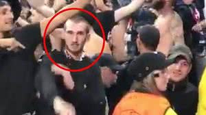 Torcedor Lyon faz gesto nazista durante partida contra o Manchester City | Reprodução/Twitter