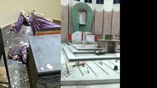 Imagem Grupo entra em igreja e destrói imagens religiosas e vasos com flores em Osasco