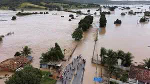 parte da cidade está inundada depois que o nível do Rio Mundaú subiu | Foto: Cortesia /Ascom Satuba