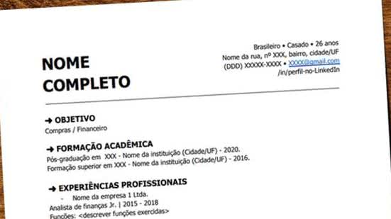 Currículo simples | Reprodução/Internet