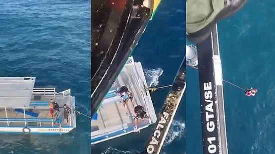Imagem Vídeos: tripulantes de embarcação de AL são resgatados após ficarem à deriva no mar de SE