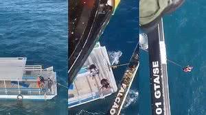 Imagem Vídeos: tripulantes de embarcação de AL são resgatados após ficarem à deriva no mar de SE