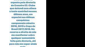 Thiago Neves desabafa sobre a diretoria do Cruzeiro pela sua conta no Instagram | Reprodução / Instagram