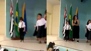Imagem Ao perceber choro de filho, mãe sobe no palco e 'salva' apresentação na escola; assista