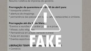 Imagem São falsas informações em mensagem sobre novas medidas do Governo do Estado