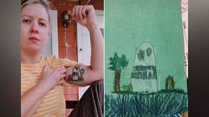 Imagem Mãe tatua desenho no braço pensando que era do filho, mas descobre que era do colega dele