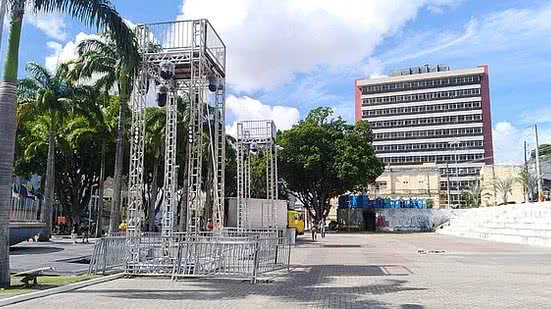 A preparação do local para o show | Letícia Sobreira/TNH1