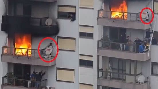 Imagens mostram a criança sendo resgatada após força-tarefa de vizinhos | Reprodução / Redes sociais