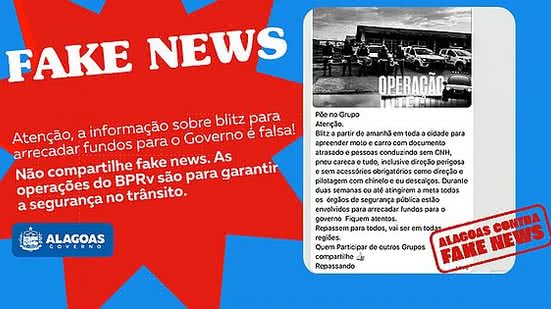 Imagem É fake: BPRV não vai realizar blitz para arrecadar fundos para o Governo