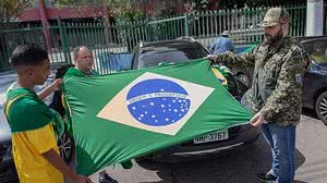 Carreata contra o governador João Doria e a favor do presidente Jair Bolsonaro, em frente ao Ginásio do Ibirapuera, em São Paulo | Bruno Santos / Folhapress