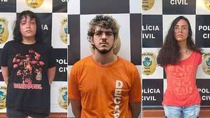 Freya, Jeferson Rodrigues e Raíssa Borges foram presos suspeitos de matar amiga em ritual em Goiânia, Goiás | Reprodução / TV Anhanguera