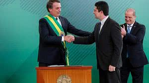 Bolsonaro durante a posse de Moro como ministro, no início deste ano | Presidência da República