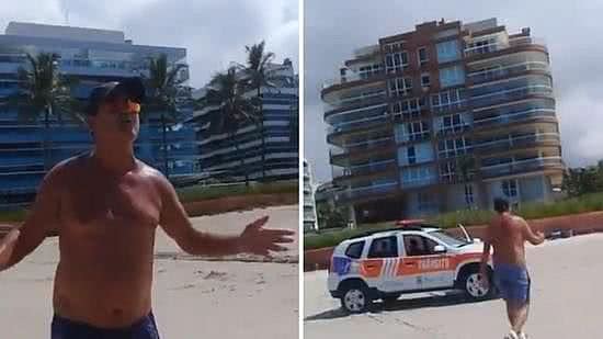 Imagem Muricy Ramalho é abordado e discute com guarda no litoral de SP