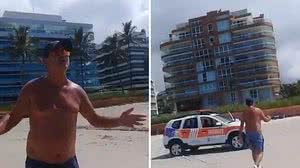 Imagem Muricy Ramalho é abordado e discute com guarda no litoral de SP