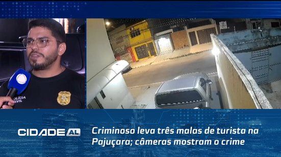 Rasgou a Capota: Criminoso leva três malas de turista na Pajuçara; câmeras mostram o crime