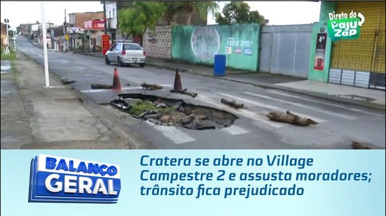 Cratera se abre no Village Campestre 2 e assusta moradores; trânsito fica prejudicado