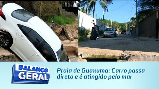 Praia de Guaxuma: Carro passa direto e é atingido pelo mar