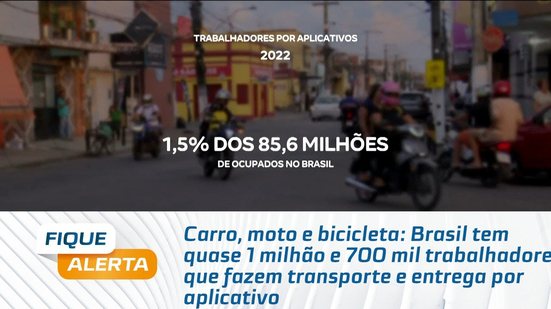 Brasil tem quase 1 milhão e 700 mil trabalhadores que fazem transporte e entrega por aplicativo
