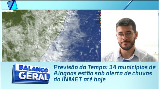 Previsão do Tempo: 34 municípios de Alagoas estão sob alerta de chuvas do INMET até hoje