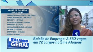 Balcão de Emprego: 2.532 vagas em 72 cargos no Sine Alagoas