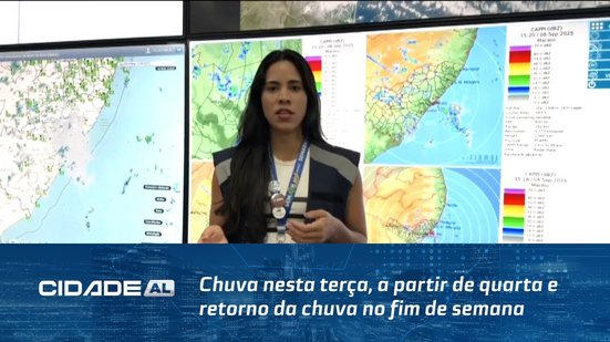 Chuva nesta terça, a partir de quarta e retorno da chuva no fim de semana em Alagoas