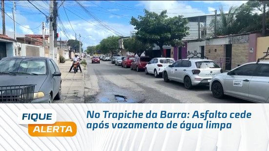 No Trapiche da Barra: Asfalto cede após vazamento de água limpa