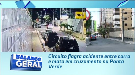 Circuito flagra acidente entre carro e moto em cruzamento na Ponta Verde