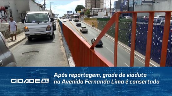 Após reportagem, grade de viaduto na Avenida Fernanda Lima é consertada