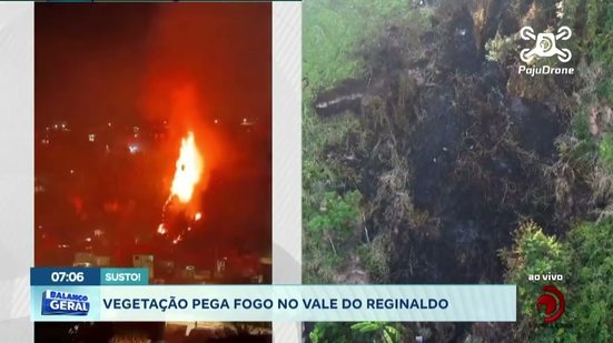 Vegetação pega fogo no Vale do Reginaldo