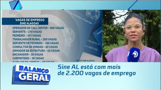Sine AL está com mais de 2.200 vagas de emprego