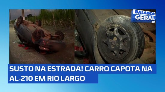 Susto na estrada! Carro capota na AL-210 em Rio Largo; Veja imagens. 🚘😱