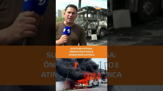 Susto no Feitosa: ônibus pega fogo e atinge rede elétrica #FiqueAlerta