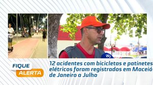 12 acidentes com bicicletas e patinetes elétricos foram registrados em Maceió de Janeiro a Julho