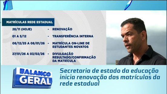 Secretaria de estado da educação inicia renovação das matrículas da rede estadual