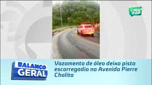 Vazamento de óleo deixa pista escorregadia na Avenida Pierre Chalita