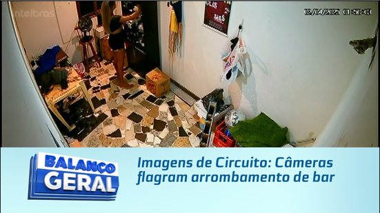Imagens de Circuito: Câmeras flagram arrombamento de bar