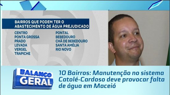 Manutenção no sistema Catolé-Cardoso deve provocar falta de água em Maceió