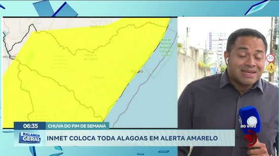 Chuva do fim de semana: INMET coloca toda alagoas em alerta amarelo
