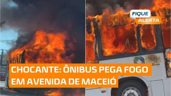 Ônibus pega fogo na Avenida Fernandes Lima; trânsito travado na região da gruta