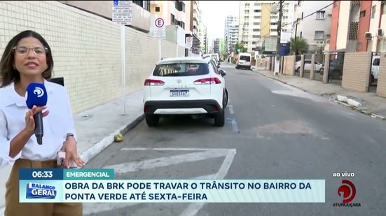 Obra da BRK pode travar o trânsito no bairro da Ponta Verde até sexta-feira