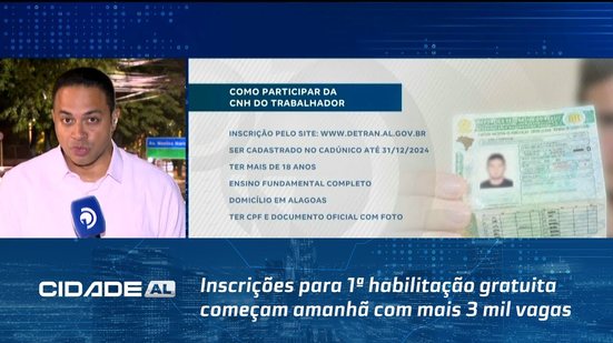 Inscrições para 1ª habilitação gratuita começam amanhã com mais 3 mil vagas