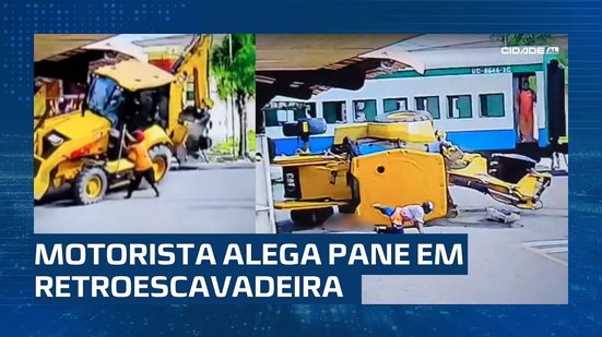 Retroescavadeira bate em VLT, tomba e cai em cima de trabalhador que fica ferido