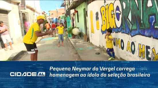 Pequeno Neymar do Vergel carrega homenagem ao ídolo da seleção brasileira