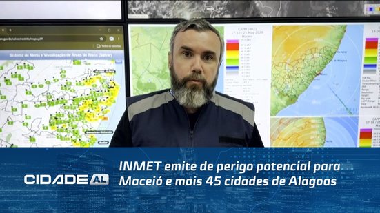 INMET emite de perigo potencial para Maceió e mais 45 cidades de Alagoas